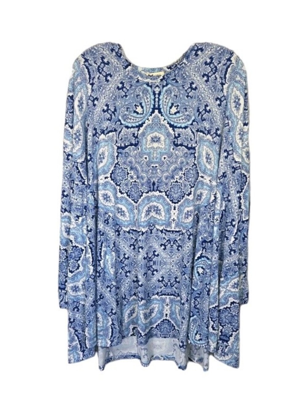 Show Me Your Mumu Will Tunic Blouse Size XL Blue Paisley Print Artsy Boho